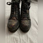 YRU SLAYR GLITTER BLACK PLATFORM BOOTS NWOB rave festival edc Size 7 Photo 3