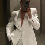 ZARA blazer white waisted tailored tuxado suit jacket Photo 0