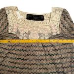 Free People  New Romantics Blouse Top Beaded Crochet Knit Semi Sheer Size Small Photo 7