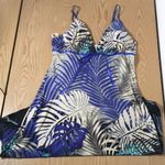 Women’s Sexy Kala Tropical Print Dress Stretchy Soft Liteweight Blue Size Large Photo 2