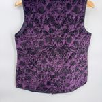 Charter Club Full Zip Velvet Vest Womens Medium Purple Black Floral Whimsigoth Photo 8