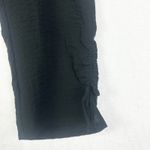 Habitat  Ruched Ankle Crop Pants Size Medium Pull On Black Crinkle Gauze Pockets Photo 3