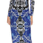 Tyler Boe Dana Velvet Patterned Sapphire Combo Midi Pencil Dress NEW W2014 Sz L Blue Size L Photo 0