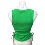 ZARA  Green Ribbed Sleeveless Cutout Ruched Ties Stretch Knit Crop Tank Top Sz L Photo 1
