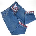 Gap *Vintage Y2K Loose Fit Plaid Flannel Lined Jeans Chore Worn Size 22 SHORT Photo 0
