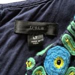 J.Crew Women's Linen Shift Dress Sz L Blue Embroidered V Photo 4