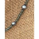 Sterling Silver Glass Beads Pearl choker necklace Gray blue GUC N4 Photo 1