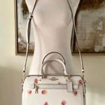 Coach Pop Floral Rowan Crossbody Bag White/red/pink With Long Leather Strap $328 Photo 5