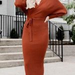Pink Lily Burnt Orange Sweater Wrap midi Dress size medium Photo 0