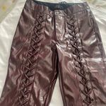 Dolls Kill FLARE LACE UP BROWN FAUX LEATHER PANTS  SIZE XSMALL DELIA'S Photo 1