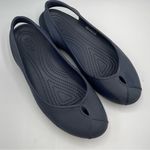 Crocs Navy Blue Slip On Flats Womens Comfort Shoes Sling Back Rubber Womens 6 Photo 0