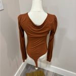 Lulus  Deep V-Neck‎ Brown Long Sleeve Bodysuit Photo 1