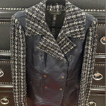 White House | Black Market Navy, Black and White Tweed Double-Breasted Jacket Photo 0