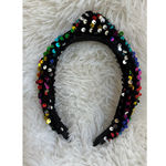 Headband metallic Velvet & Sequin Plush Headband. Rainbow Sequin Twist Black Photo 1