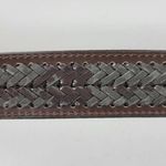 Mens Genuine Leather Belt 34 Brown Basket Weave Braided Solid Brass Buckle Photo 13