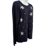 Kate Spade  Navy Blue Silver Sequin Star Constellation Cashmere Sweater sz S / M Photo 6