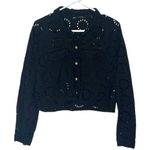 ZARA Black Boxy Eyelet Long Sleeve Jacket Top Photo 0