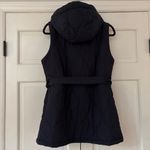 Poetry Navy Blue Hooded Quilted Belted Longline Puffer Vest Size 14 Photo 1