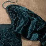 Miami Teal Velvet Puff Sleeve Blouse Photo 5