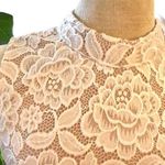 Sans Souci Lace White And Nude Mock Neck Lace Up Dress Photo 1