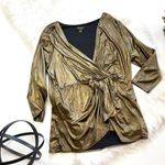 Thalia Sodi Womens  Gold Metallic Top - Sz L Photo 0