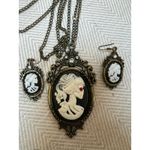 Halloween Costume Jewlery Lady Skeleton Necklace with earrings Black Photo 1