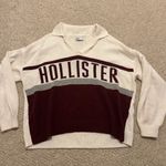 Hollister off white maroon collared Retro Sweater Women size Large Photo 4
