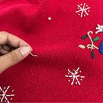 Red medium Holiday Christmas Collection 2004 Snowman embroidery Zip up Sweater Photo 14