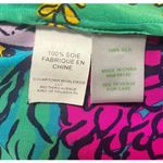 Lilly Pulitzer Elsa Shake Your Tail Feathers 100% Silk Blouse Green Magenta sz S Photo 7