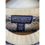 Newton Trading Co 100% Wool Shetland M North Isle Sweater Pink Blue EUC Warm Top Size M Photo 3