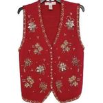 Vintage Claudia D Christmas Holiday Sweater Vest Beaded
Red Size Large Red Photo 0