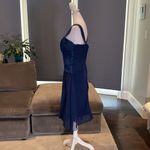 Women’s Navy Tea Length Formal Wedding Dress with Matching Jacket Size 12 NWOT Blue Photo 3