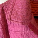 The Quacker Factory Jacket Women L Bright Pink Silk Quilted Rhinestone Zipper Size L Photo 3
