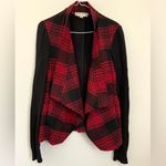 Michael Kors  Red and Black Plaid Women's Sweater Jacket Photo 1