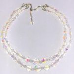 Vintage AB Rainbow Coated Crystal Beaded Boho Double Strand Necklace Photo 0