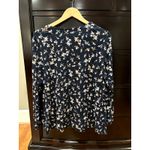 J Jill 100% Pima Cotton Crew Neck Long Sleeve Tee Shirt Floral Navy Retail $44 Blue Size M Photo 2