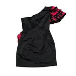 IvaNova Designer One Sleeve Black With Red Ruffle Cocktail Party Mini Dress SZ 4 Photo 6