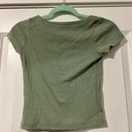 Brandy Melville Zelly Eyelet Henley Top Color: Sage Photo 1