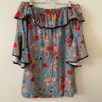 ZARA Checkered Floral Off Shoulder Mini Dress Photo 1