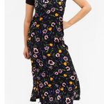 Karen Scott  90s Dark Floral Print Corduroy Pinafore Midi Dress S/M Photo 8