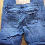 White House | Black Market WHBM Skinny Ankle Distressed Jeans Faux Leather Trim in Navy sz 2 Photo 4