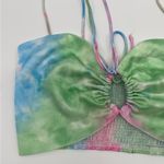 Revolve Superdown Laurena Tie Front Top in Pink Multi Tie Dye Strappy Crop Top S Photo 2