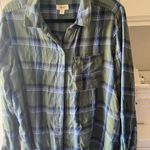 Style & Co Ac/dc high voltage graphic tee on back of . Blue and Green Plaid Shirt Photo 0