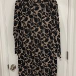 Loft  Black and Tan Floral Long Sleeve Dress Wool Blend Size Large Fall Winter Photo 0