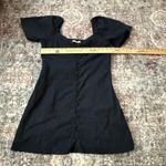 Abercrombie & Fitch Black Button Front Mini Linen Dress Puff Sleeve Size Large Photo 6