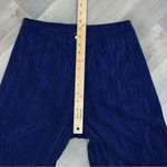 Slinky Brand Plisse Crinkle Pleat Wide Leg Palazzo Pants Blue Medium Photo 7
