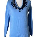 Vineyard Vines  Sweater knit‎ Top Blue Women Size M Embroidered Scroll  Preppy Photo 0