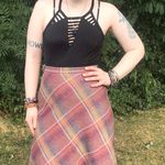 American Vintage Vintage LeVoys Pink Plaid High Waist Midi Skirt Photo 0