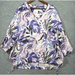 C&C California  Top Womens 1X‎ 100% Linen Floral Print Tunic Tropical Beachy Photo 0