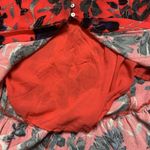 Free People Lisa Crepe Smooth Sailing Maxi Skirt Red Floral Lots Of Button Sz 12 Photo 2